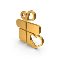 Gold Valentine Gift Box Icon PNG & PSD Images