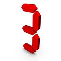 Red Metal Digital Number 3 Icon PNG & PSD Images