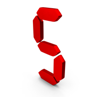 Red Metal Digital Number 5 Icon PNG & PSD Images
