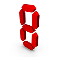 Digital Number 8 Red Metal Icon PNG & PSD Images