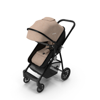 Foldable Walking Baby Stroller Beige PNG & PSD Images