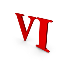 Red Metal Roman Number Six Icon PNG & PSD Images