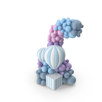 Decorative Event Composition with Hot Air Balloon Sculpture PNG & PSD Images