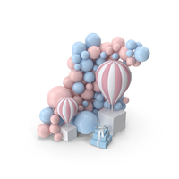 Decorative Party Composition With Hot Air Balloon Sculpture PNG & PSD Images