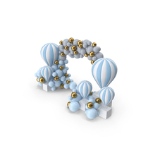Decorative Patry Composition with Hot Air Balloon Sculpture PNG & PSD Images