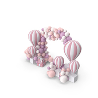 Decorative Event Composition With Hot Air Balloon Sculpture PNG & PSD Images
