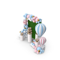 Green Leaf Wall With Balloon Decor For Party PNG & PSD Images