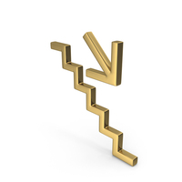 Gold Down Right Stairs Symbol PNG & PSD Images