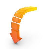 Arrow Red Yellow Curve Down PNG & PSD Images