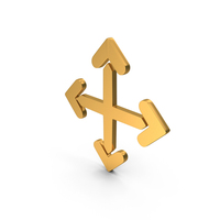 Gold Four Side Arrows Icon PNG & PSD Images