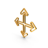 Gold Four Side Arrows Outline Icon PNG & PSD Images