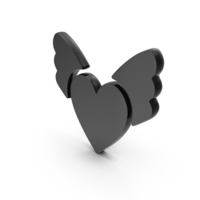 Heart With Wings Icon Black PNG & PSD Images