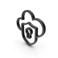 Out Line Security Cloud Protection Icon Black PNG & PSD Images
