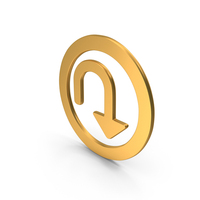 Gold U Turn Arrow In Circle Icon PNG & PSD Images