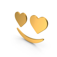 Gold Heart Eyes With Smile Emoji Icon PNG & PSD Images