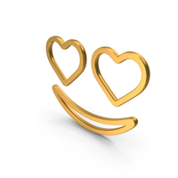 Gold Heart Eyes With Smile Emoji Outline Icon PNG & PSD Images