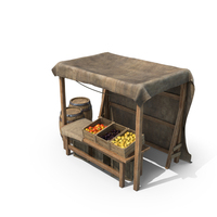 Fantasy Food Market Stall With Awning PNG & PSD Images