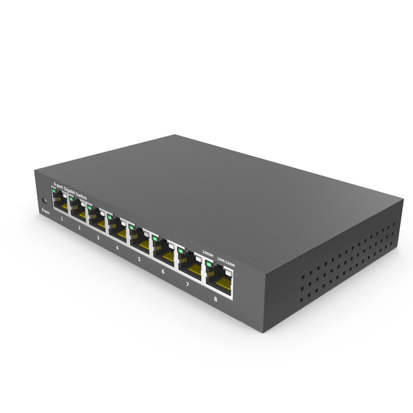 Gigabit Network Switch 8 Port Grey PNG & PSD Images