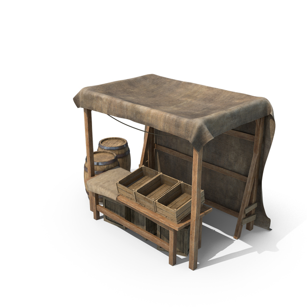 Medieval Market Stand with Barrels PNG & PSD Images