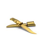 Gold Hunting Knife And Leather Knife Sheath PNG & PSD Images