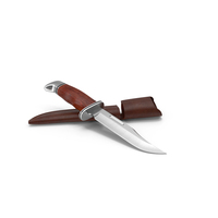 Hunting Knife and Leather Knife Sheath PNG & PSD Images