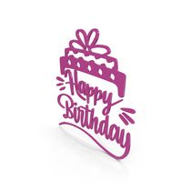 Happy birthday Pink Typography Banner. PNG & PSD Images