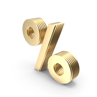 Gold Percent Symbol. PNG & PSD Images