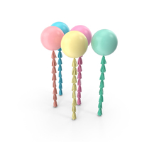 Colored Balloons With Tassel PNG & PSD Images