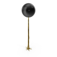 Black Balloon With Gold Tail PNG & PSD Images