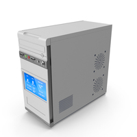 White Desktop PC Case With LCD Screen PNG & PSD Images