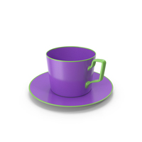 Coffee Cup And Saucer Violet Green PNG & PSD Images