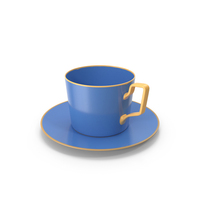 Coffee Cup And Saucer Blue Yellow PNG & PSD Images