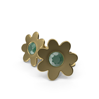 Gold Flowers Earrings PNG & PSD Images