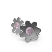 Silver Flowers Earrings PNG & PSD Images
