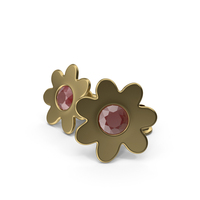 Gold Flowers Earrings PNG & PSD Images