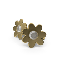 Gold Flowers Earrings PNG & PSD Images