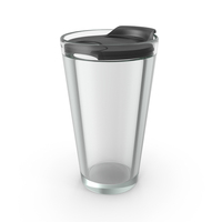 Empty Glass Tumbler With Black Lid Lock Closed PNG & PSD Images