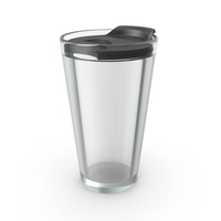 Empty Glass Tumbler With Black Lid Lock Open PNG & PSD Images
