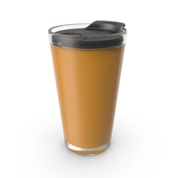 Glass Tumbler With Orange Liquid And Black Lid Lock Closed PNG & PSD Images