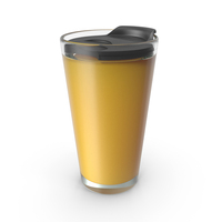 Glass Tumbler With Orange Liquid And Black Lid Lock Open PNG & PSD Images