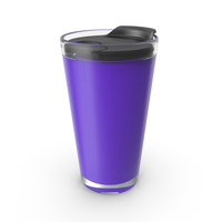 Glass Tumbler With Violet Liquid And Black Lid Lock Closed PNG & PSD Images