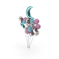 Bunch Of Balloons With Half Moon PNG & PSD Images