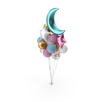Bunch Of Balloons With Half Moon PNG & PSD Images