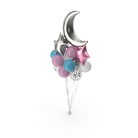 Bunch Of Balloons With Half Moon PNG & PSD Images