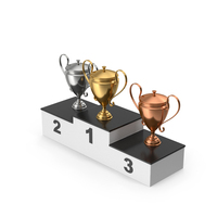 Winners Podium And Trophy Cups PNG & PSD Images