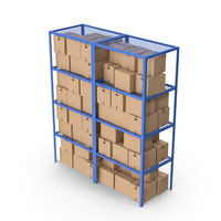 Blue Warehouse Racks And Cardboard Boxes PNG & PSD Images