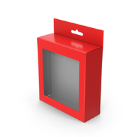 Hanger Box Packaging With Window Red PNG & PSD Images