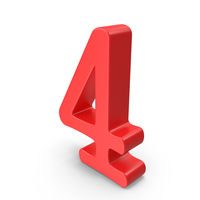Red Number 4 PNG & PSD Images