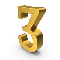 Gold Number 3 PNG & PSD Images