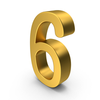 Gold Number 6 PNG & PSD Images